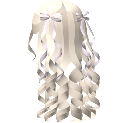 ♡ Blonde Valentines Curly Long Hair With Ribbons