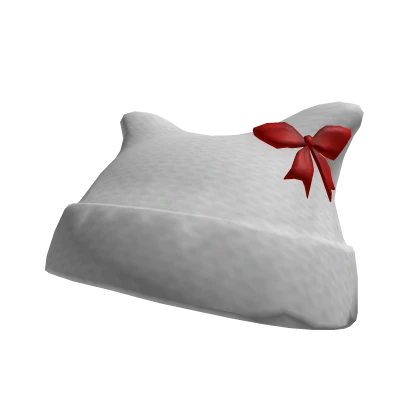 White beanie with cute red bow