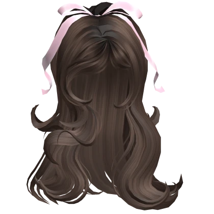 ♡ Half Up Half Down with Pink Bow (Brown)