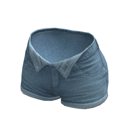Jean Shorts Unzipped Blue Denim Opened Ripped Y2K