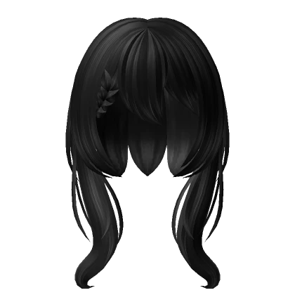 Side tails hair /w braided bangs in Black