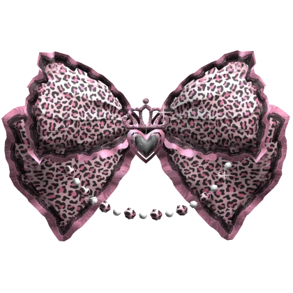 Big Pearly Hime Gyaru Bow in Pink Cheetah Leopard