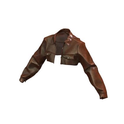 ʚ♡ɞ Brown Cropped Leather Jacket