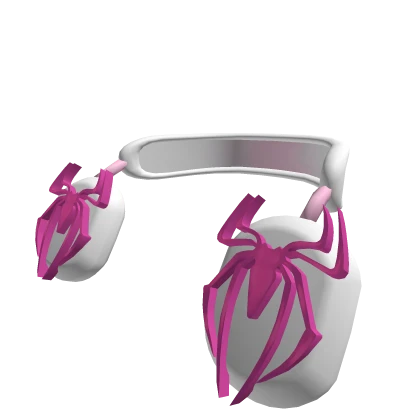 Casual Neon Pink Spider Headphones (WHITE)