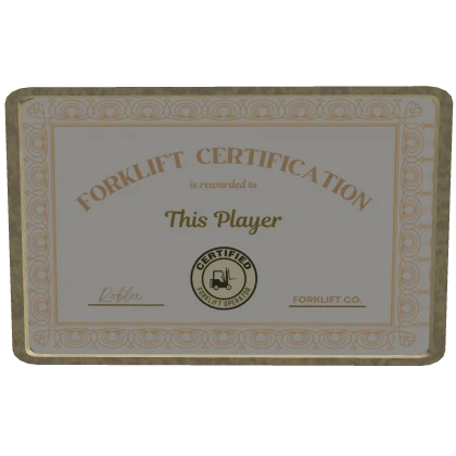 Official Forklift Certified Plaque