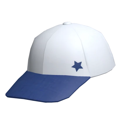 Tilted Blue and White Cap