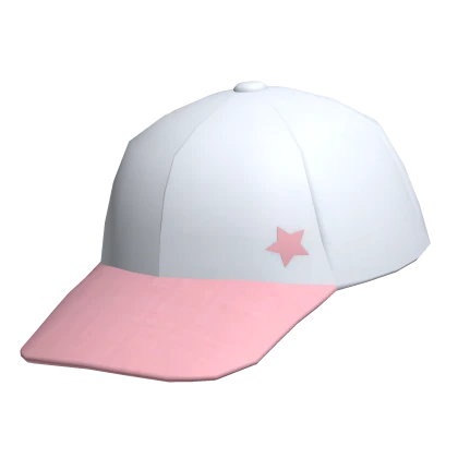 Tilted Pink and White Cap