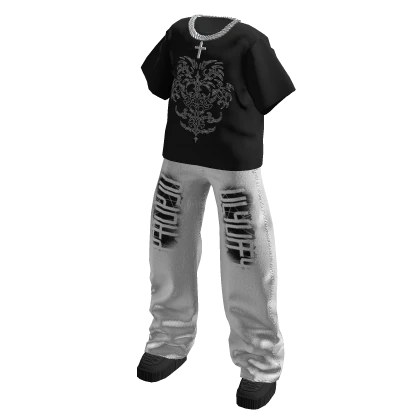 🍀Baggy Jeans Outfit (Grunge Black&White)