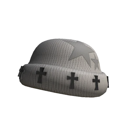 Y2K White  Star Beanie