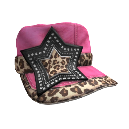 Leopard Print Star Cap Pink 2000s Y2K Cheetah