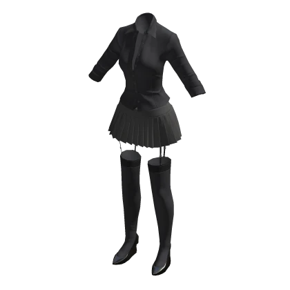 Y2K Office Siren Grey Shirt Plaid Skirt Outfit