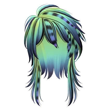 tri tone vkei raccoon hair (green black & blue)