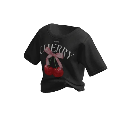 ✨ Mon Cherry Preppy Black Tee