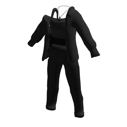 Off Shoulder Y2K Crop w/ Jeans Outfit - Full Black