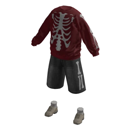 Red Sweater Jorts Outfit