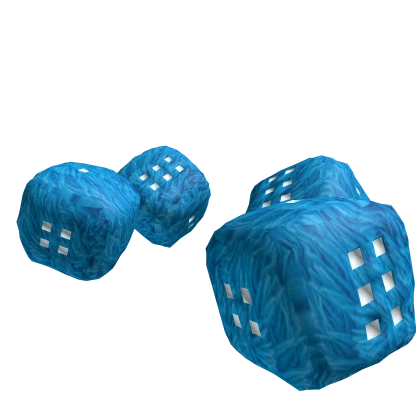 gyaru plush dice pom poms (for pigtails) blue
