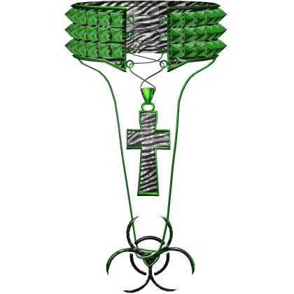Zebra Green Y2K Cyber 2000s Scene Cross Necklace