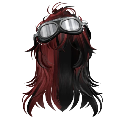 Red&Black Anime Half-Up Hair w/ Y2K Goggles