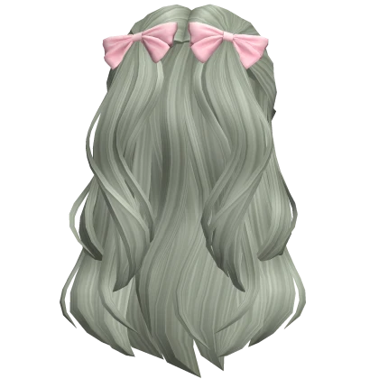 Flowy Half Up Hair /w Bows (Green)