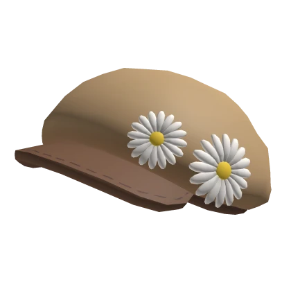 Flower Beret Cap in Brown