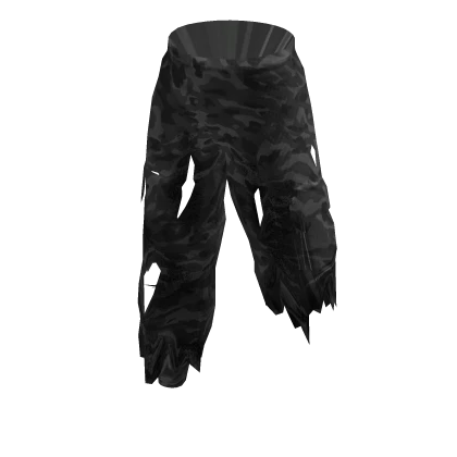 Tattered Military Army Pants - Charcoal
