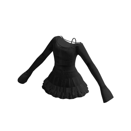 🍀Off Shoulder Skirt Outfit (Black)