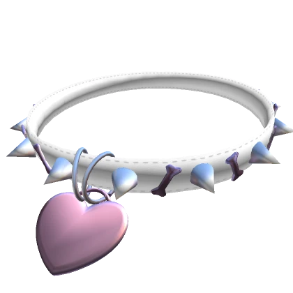 Spiked White Collar w/ Pink Heart Pendant (3.0)