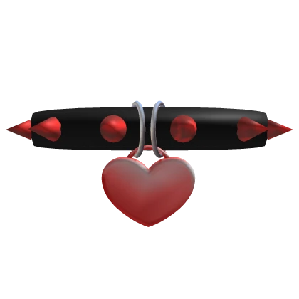 Spiked Black Collar w/ Red Heart Pendant