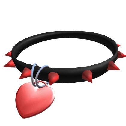 Spiked Black Collar w/ Red Heart Pendant (3.0)