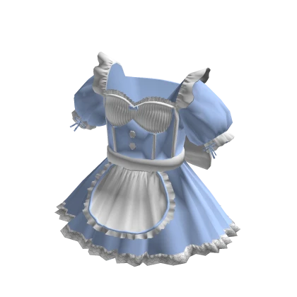 Blue & White Classic Anime Cat Maid Dress