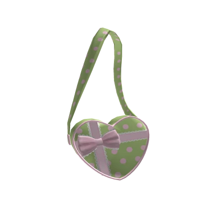 pink and green polka dot heart bag 3.0