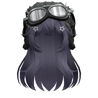 Purple Anime Long Hair w/ Y2K Goggles Ushanka