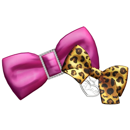Gyaru Bow Set Pink & Leopard