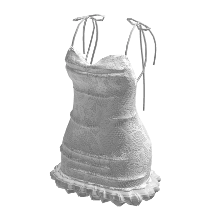 White Alluring Ruffled Lace Summer Party Dress