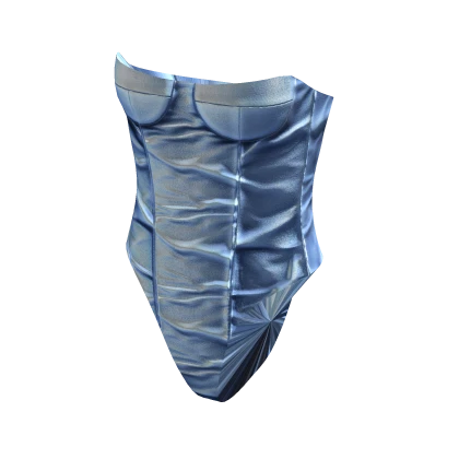 Over bust Satin Corset Bodysuit (Blue)