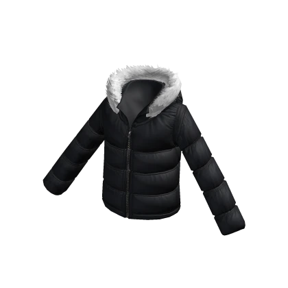 Fur Hood Navy Puffer Jacket