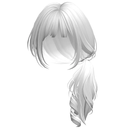 Anime Curly Ponytail w/ Bangs (White)