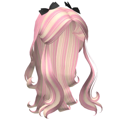 two-tone flowy wavy hair with bows in blonde pink