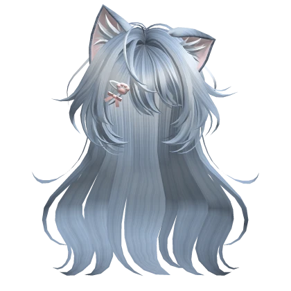 Sky Blue Anime Cat Hair