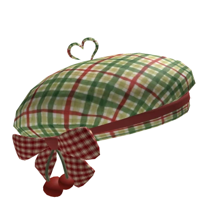 Green Red igary cottagecore cherry beret mori kei