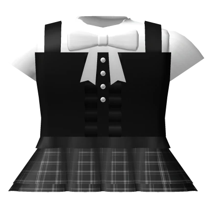 cute school girl vest plaid dress in black & white