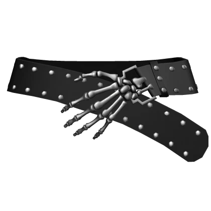 Black Studded Punk Belt With Metal Skelly Hand 3.0