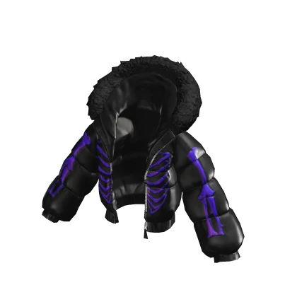 Winter Puffer Jacket Oversized Black Purple