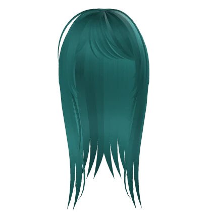 Long Straight Teal Layered Hair W Bangs