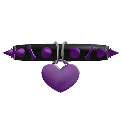 Spiked Black Collar w/ Purple Heart Pendant