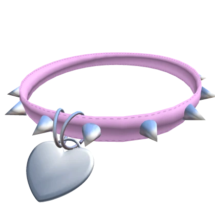 Spiked Pink Collar w/ Silver Heart Pendant (3.0)