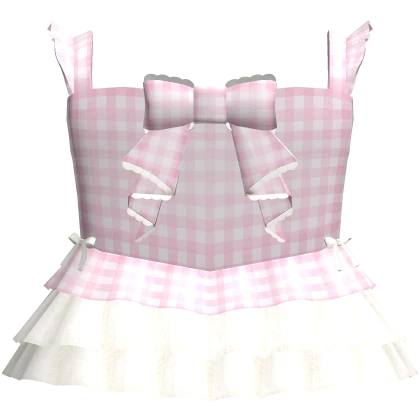 🤍 dolly cottage plaid frilly dress pink