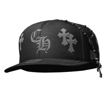 ✤ Black Chrome Fitted Cap with Rosary - Tilted