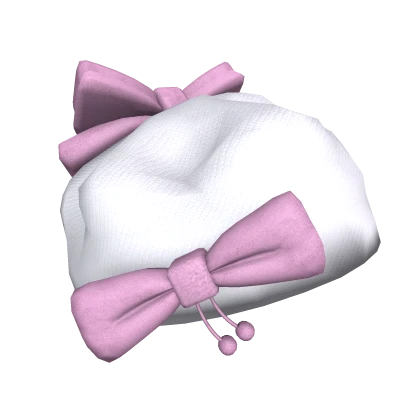 White and Pink Bow Berret