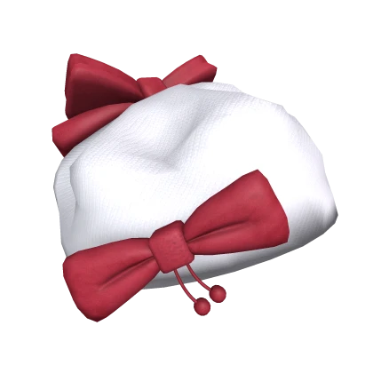 White and Red Bow Berret